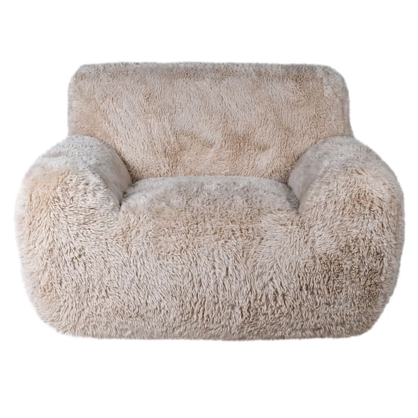 Cream faux sheepskin armchair with wide seat