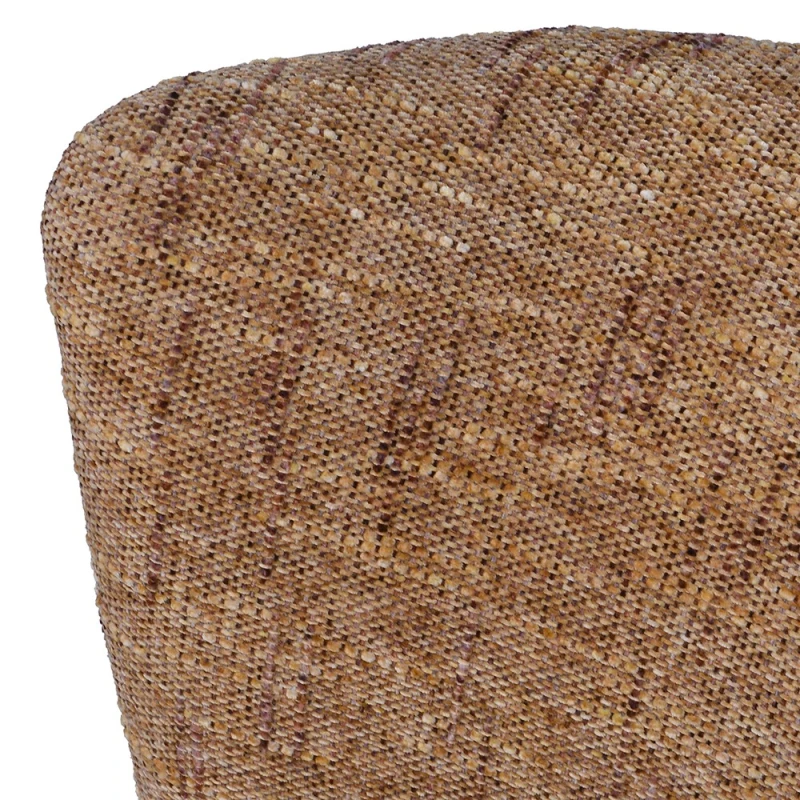 Close-up of textured brown upholstery on Louise armchair
