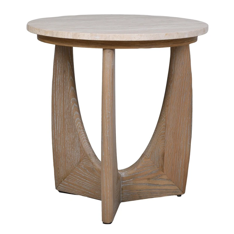 Chesham stone side table with sculptural oak base