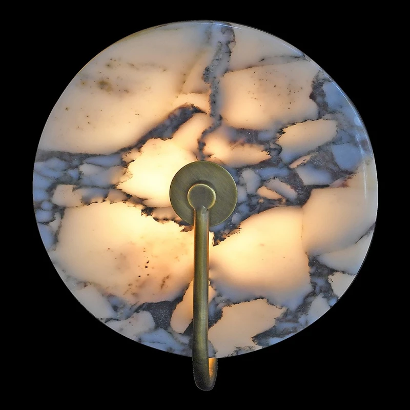 Natural Calacatta marble veining on Boscobel wall light