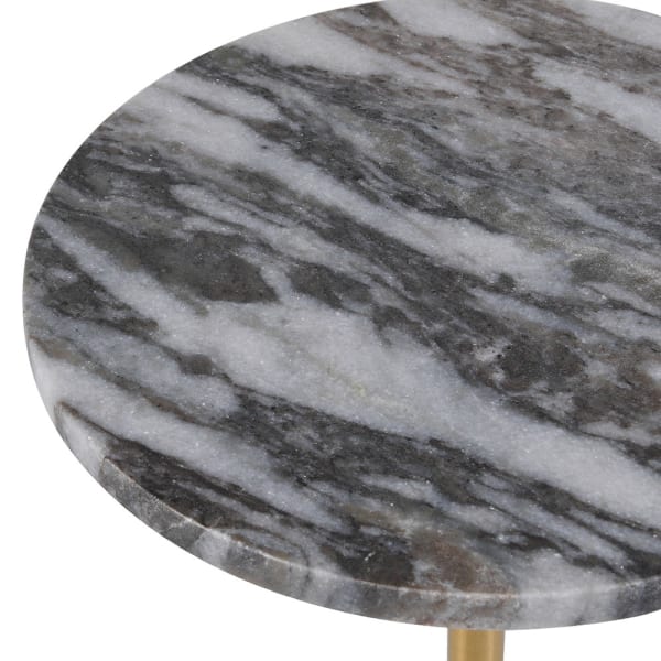 Close-up of grey marble tabletop with white and charcoal veining