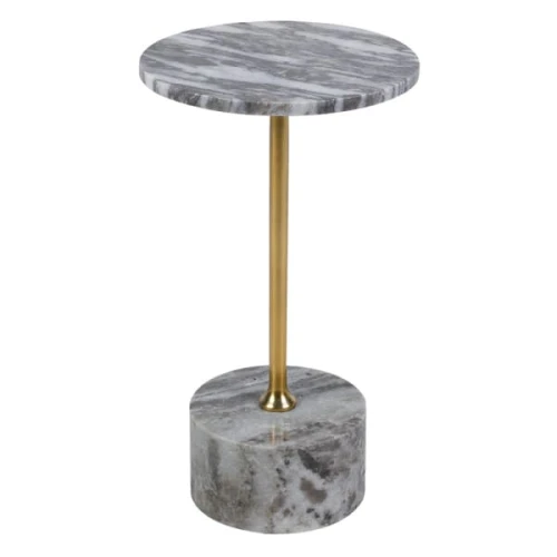 Redcliffe Grey Marble Side Table 53 cm – Gold Detail
