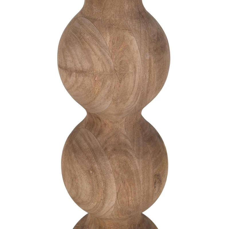 Sculptural mango wood base of Wycliffe floor lamp with visible natural grain