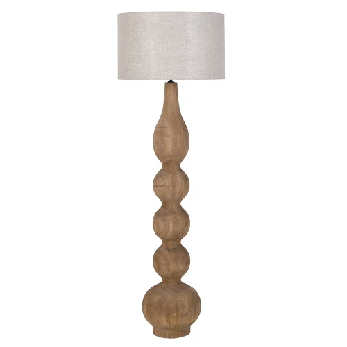 Wycliffe Mango Wood Floor Lamp 157 cm – Linen Shade