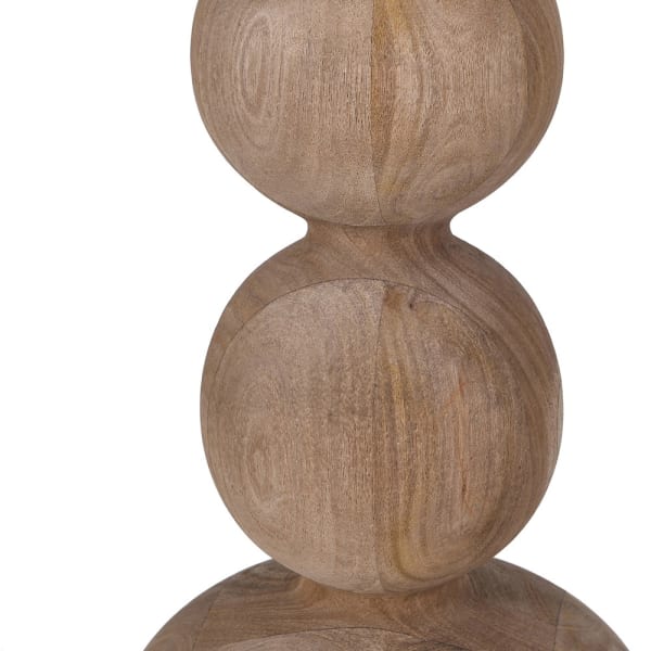 Close-up of the Wycliffe table lamp's sculptural mango wood base