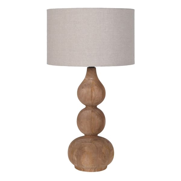 Wycliffe large mango wood table lamp 85 cm with neutral linen shade