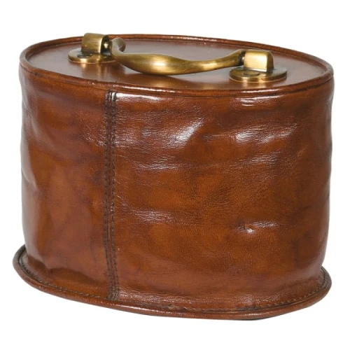 Chester Brown Leather Door Stop with Brass Handle