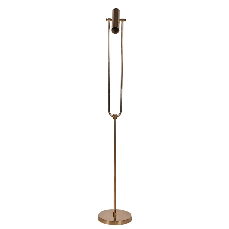 Langford Brass gold floor lamp 147 cm with slim metal frame and cylindrical light housing