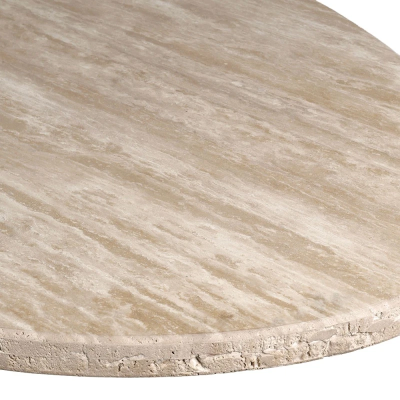 Natural beige travertine texture and stone edge on Shoreditch dining table