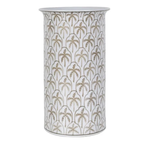 Boscobel Palm Porcelain Umbrella Stand 38.5cm – White & Gold