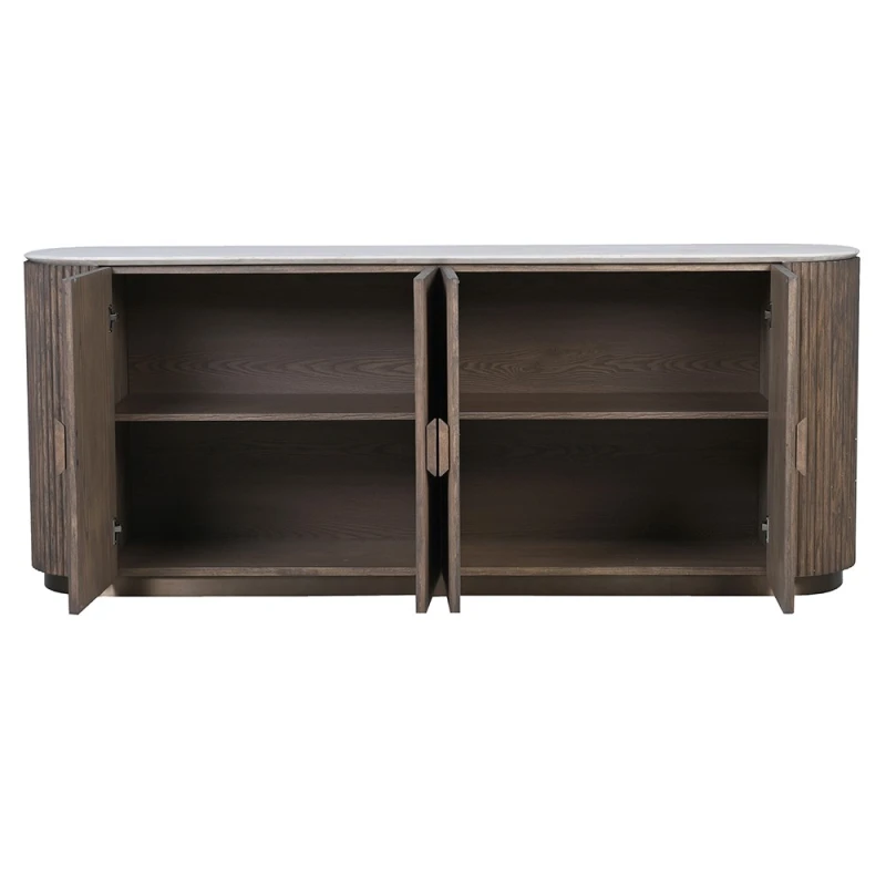 Interior of Ashford four-door sideboard showing two adjustable shelves