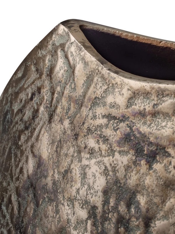 Irregular opening of Chiswick Large aluminium vase with aged bronze finish