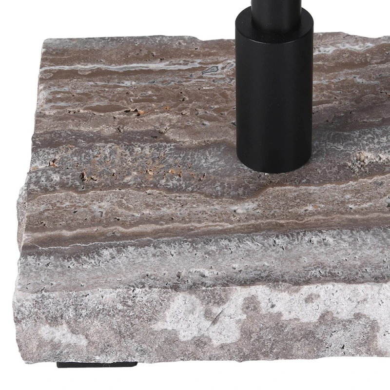 Natural grey and brown marble base of Ashbury Black table lamp