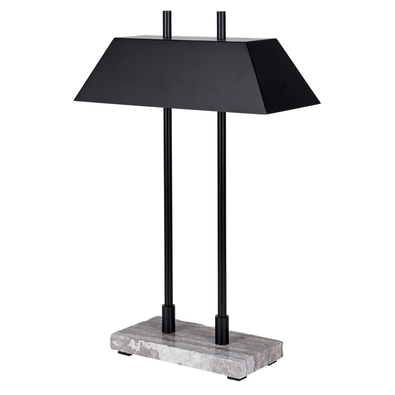 Ashbury Black table lamp 64cm with geometric black shade and marble base