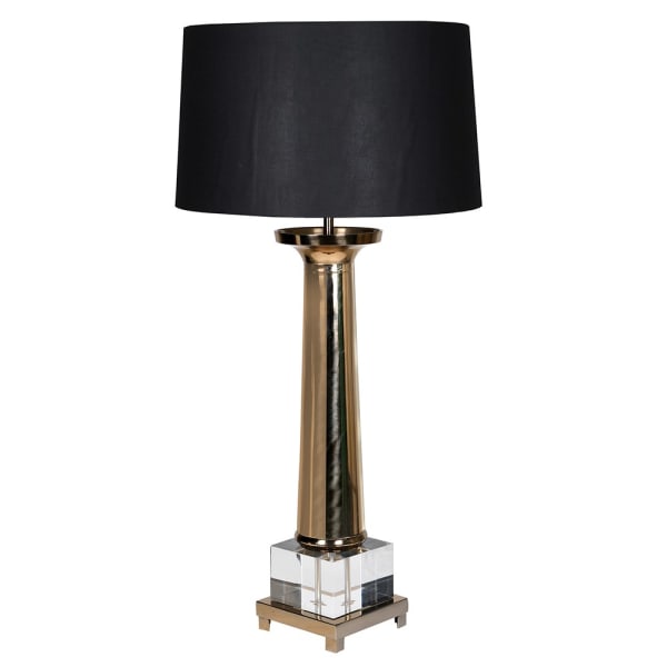Kensington Gold extra large table lamp 110cm with black shade and clear acrylic base