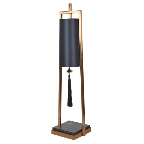 Kyoto Black Oriental Table Lamp 90cm – Black Marble Base & Tassel