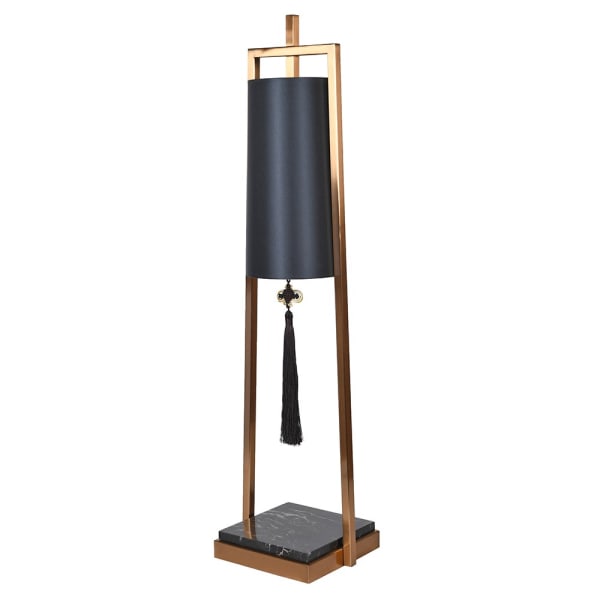 Kyoto Black Oriental table lamp 90cm with gold frame black marble base and decorative tassel