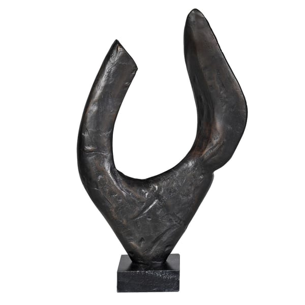Textured black aluminium surface of Abstract Flame decorative sculpture
