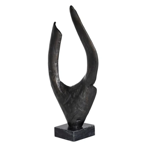 Abstract Flame Black Sculpture 73cm – Aluminium & Marble Base