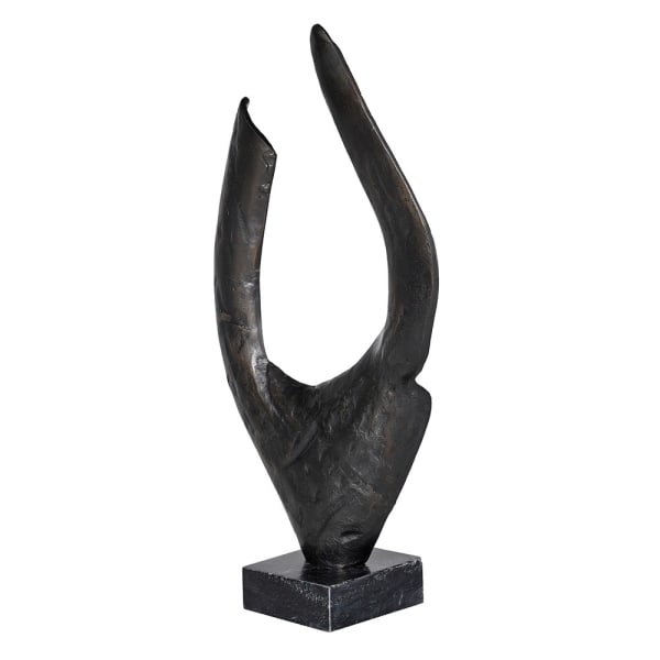 Abstract Flame black abstract sculpture 73cm on a marble base