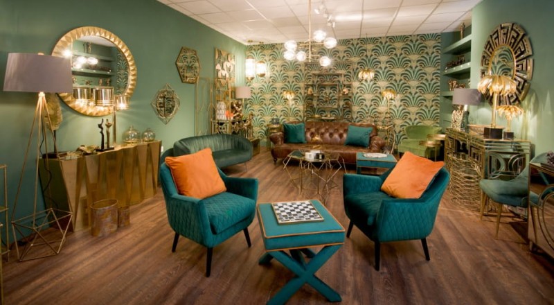 Boscobel Round Wall Mirror 120 cm champagne gold details