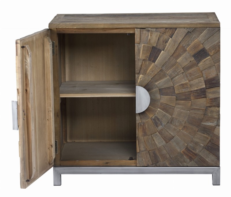 Recycled Cabinet with Nickel Steel Legs 90x89 cm recycled elm