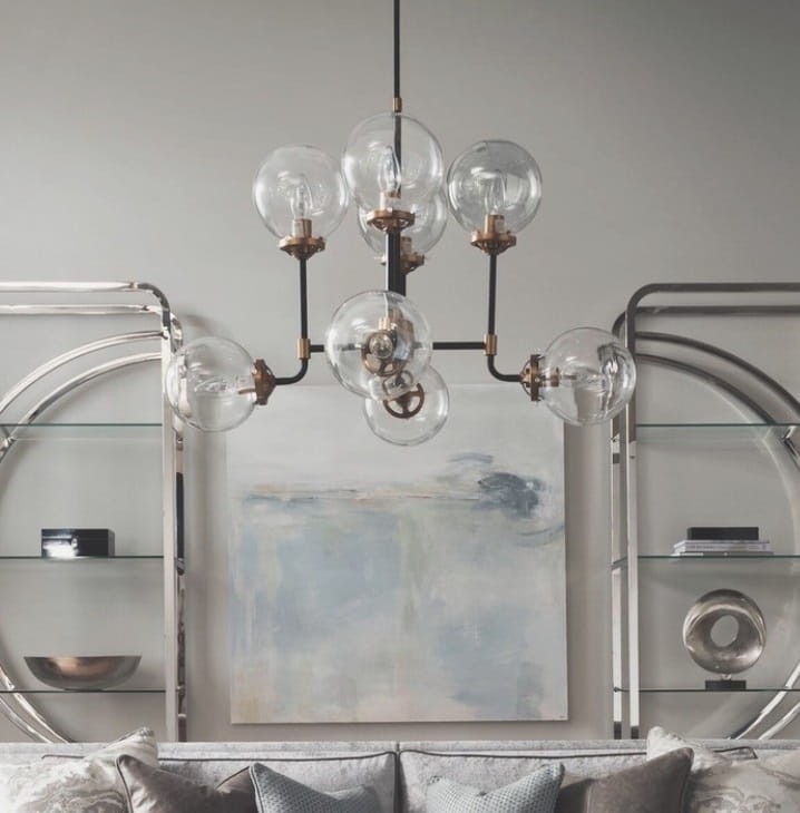 Black Bubble chandelier with brass details