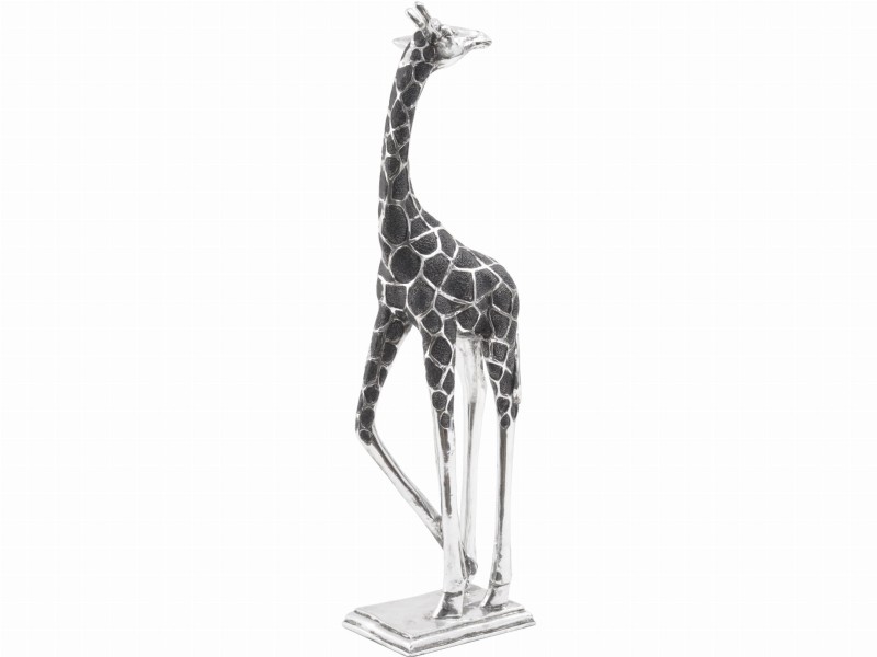 Giraffe Back Head Silver and Black Aluminium Sculpture Medium 40 cm