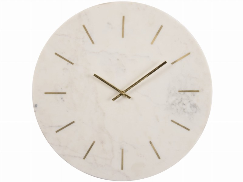 Montrose Brass White Marble Wall Clock 43 cm