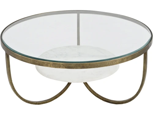 Mayfair Marble Coffee Table 91.5 cm – Round Glass and Marble Table in Antique Gold