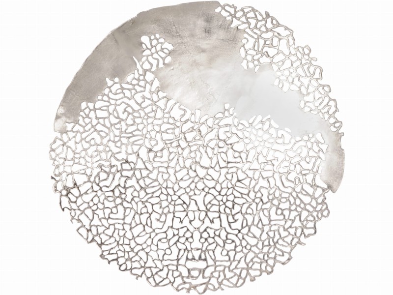 Chelsea 90 cm silver aluminum wall art disc openwork pattern