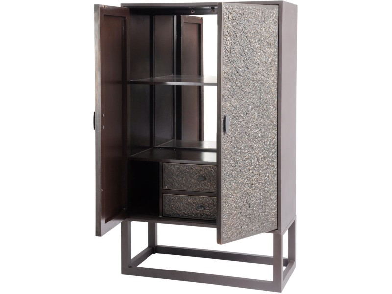 Belgravia Brass and Mango Wood Bar Cabinet 150 cm