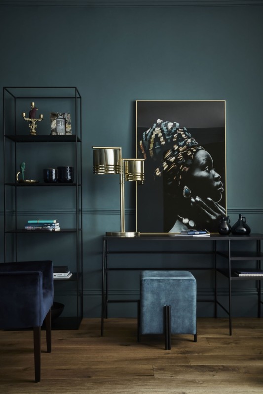 Large glass wall art with gold frame and colourful oriental design