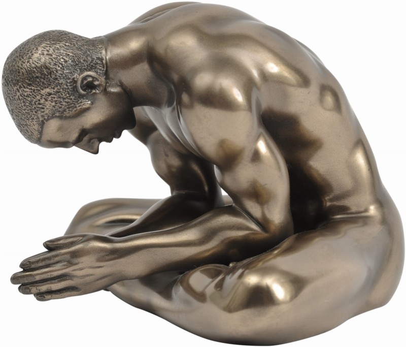 Meditating Man Sculpture antique bronze polyresin