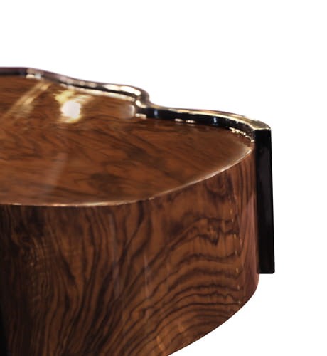 Horizon console table wood walnut black and gold