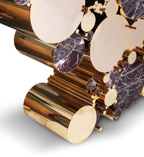 Malabar Wanderlust console table brass marble gold and black glass top