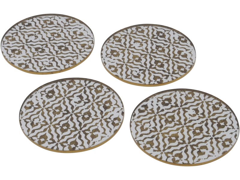 Hampton Antique Gold Glass Coasters set of Four