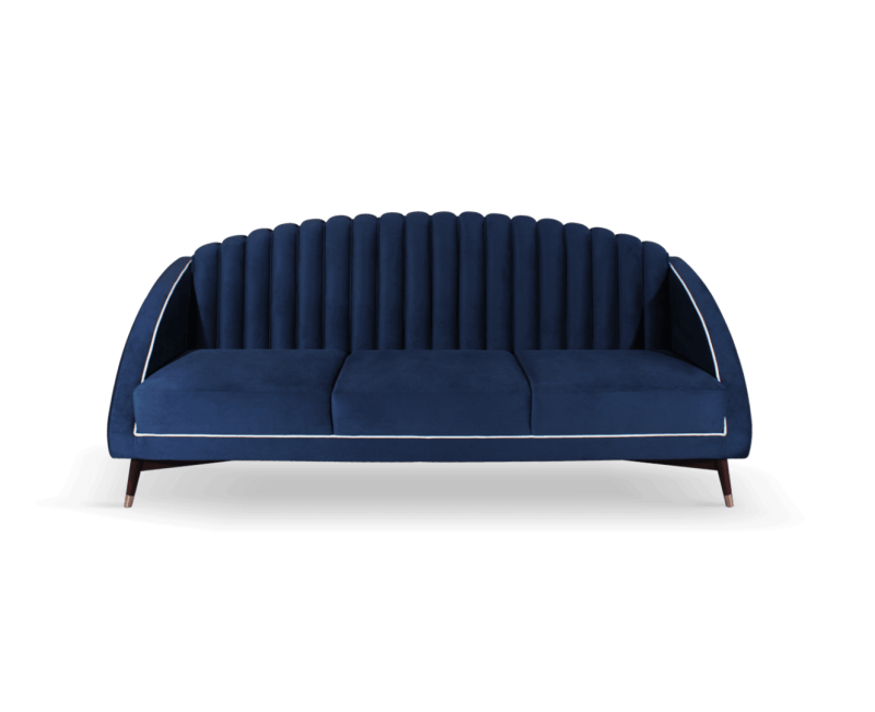 Carole sofa velvet wood pine walnut 200x85x87 cm