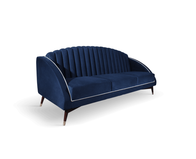 Carole sofa velvet wood pine walnut 200x85x87 cm