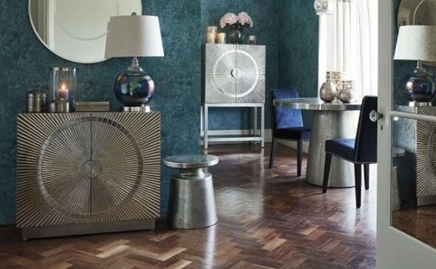 Orient Aluminium Glass Table Lamp with Linen Shade74 cm