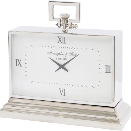 Brompton Silver Mantel Clock 52cm – Large Rectangular Table Clock
