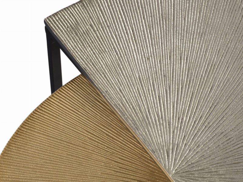 Chelsea Side Tables aluminium silver and gold tops with black iron frame