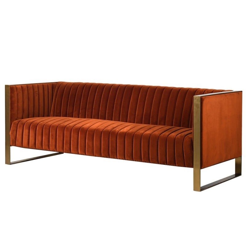 Caroline Orange Sofa poliester stainless steel orange gold legs
