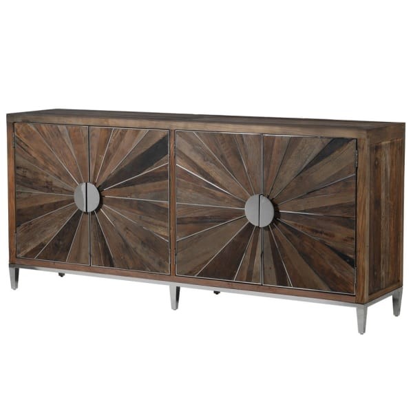 Recycled Cabinet Large with Nickel Steel Legs 200x92 cm recycled elm