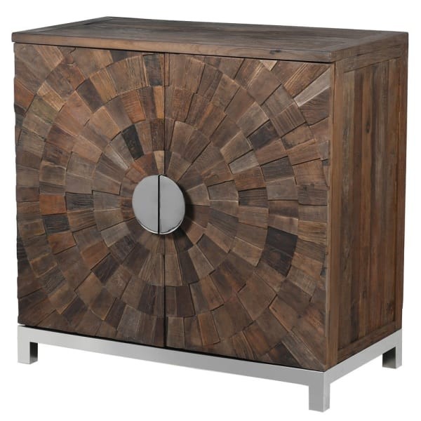Recycled Wood Cabinet with Nickel Steel Legs 90x89 cm recycled elm