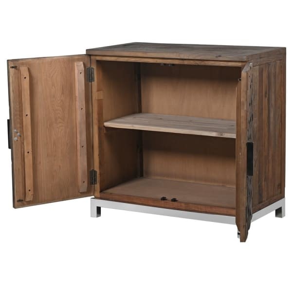 Recycled Cabinet with Nickel Steel Legs 90x89 cm recycled elm