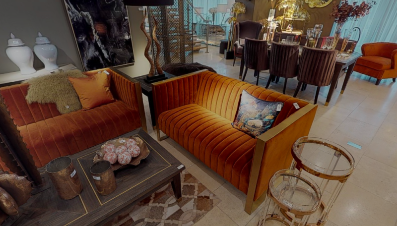 Caroline Orange sofa poliester stainless steel orange two seater