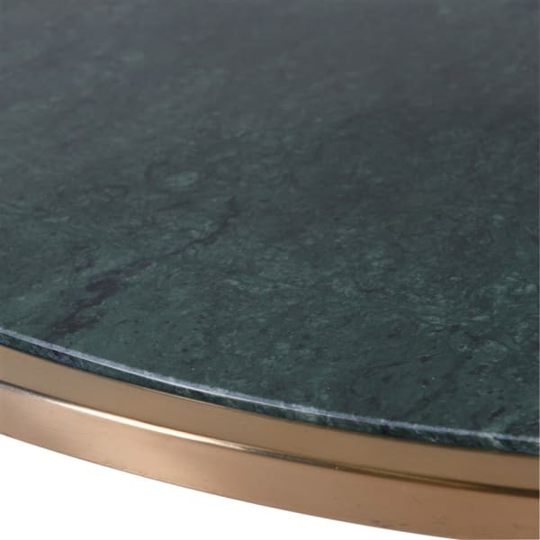 Savile Marble Round Coffee Table 100 cm green marble shelf glass top steel frame
