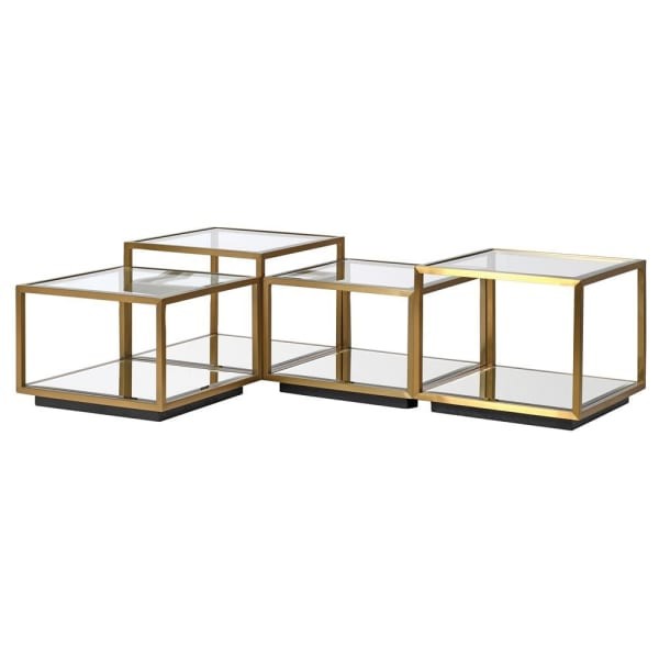 Gold Glass Coffee Table Set of 4 for living room