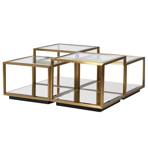 luxury gold coffee table set with stainless steel frame